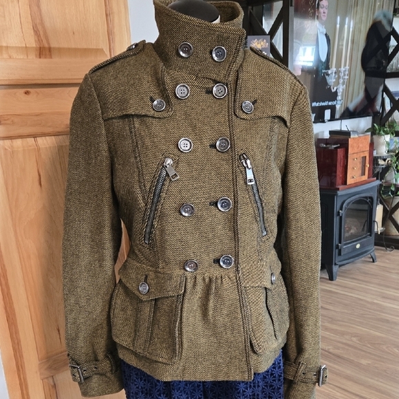 Burberry Peplum Double-Breasted Women's Jacket Womens Size 14 Burberry Brit - Picture 1 of 15